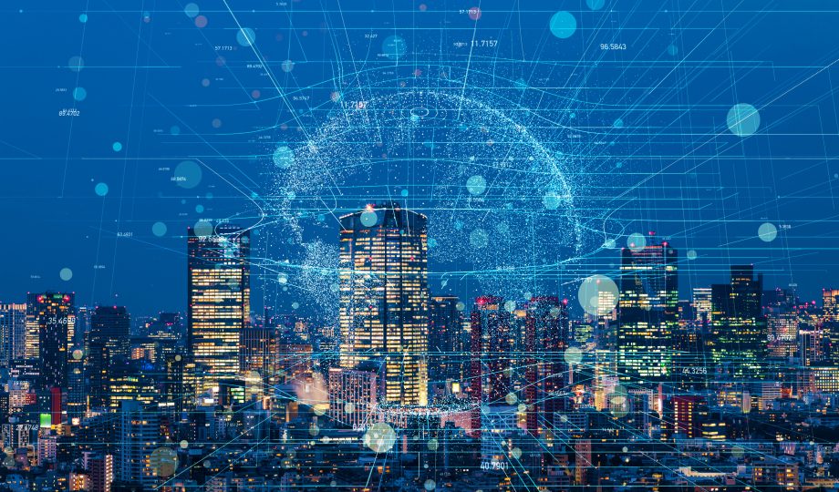 Modern cityscape and communication network concept. Modern cityscape and communication network concept.