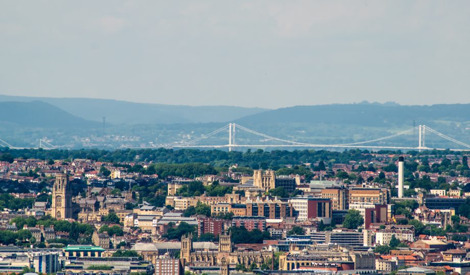 Cityscape of Bristol with severn bridge in the background Cityscape of Bristol with severn bridge in the background