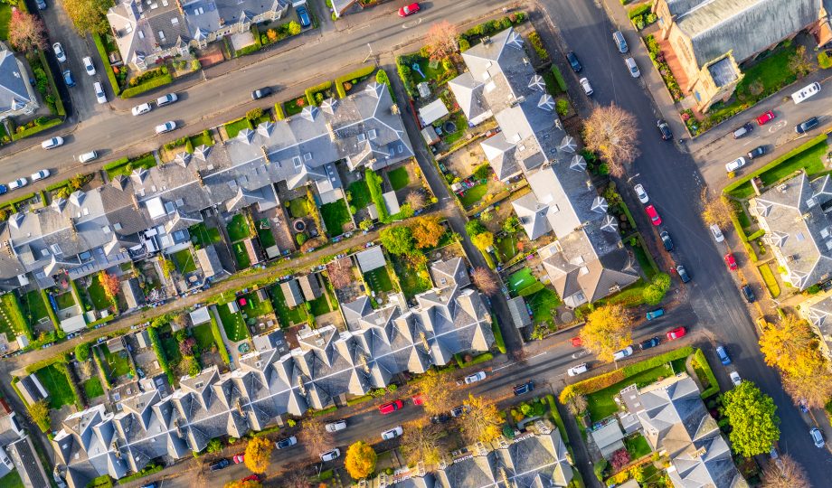 Streets of terraced houses from above Streets of terraced houses from above