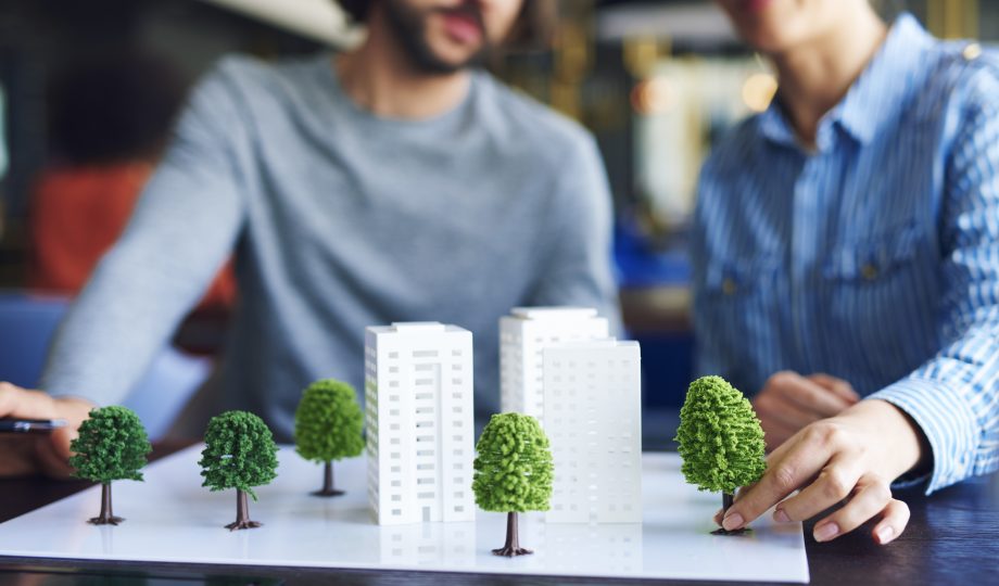 Architectural model on the office table Architectural model on the office table
